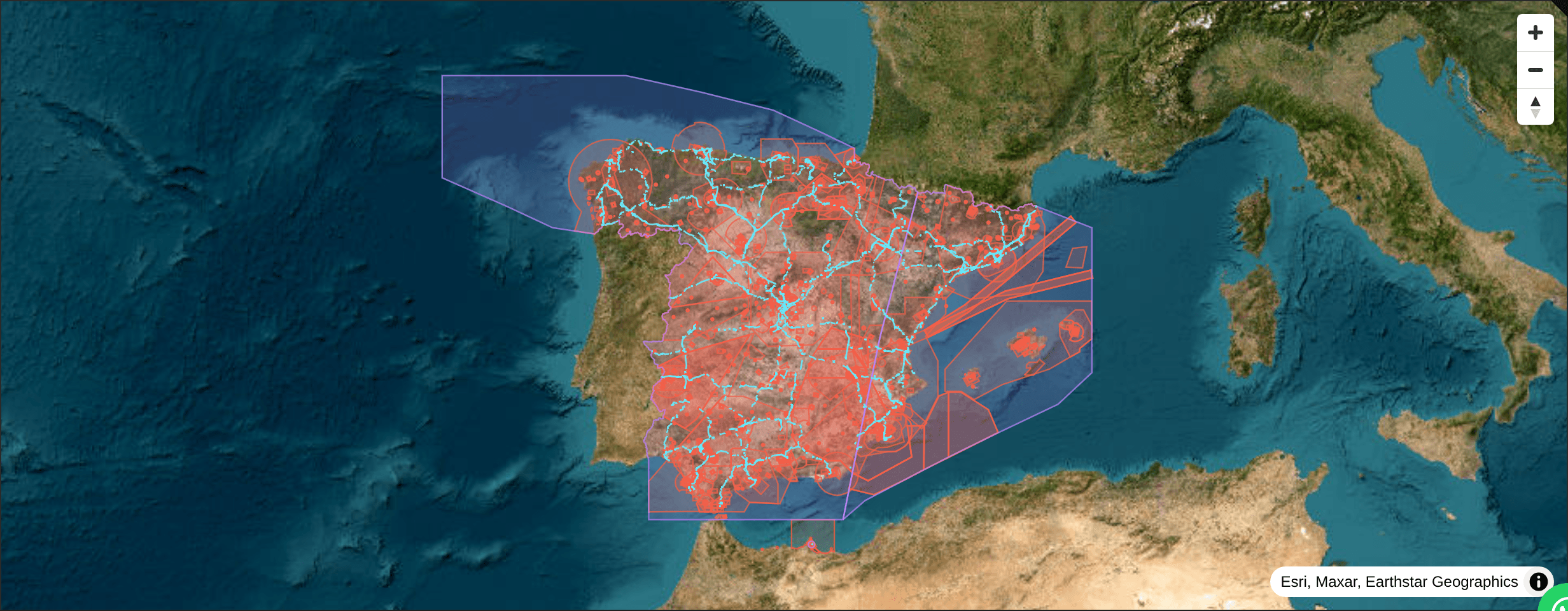 Mapa de zonas geográficas UAS de ENAIRE en AeroCopi — 15.787 geozonas de toda España sobre satélite